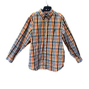US Polo Assoc Plaided stretch orange long sleeve shirt